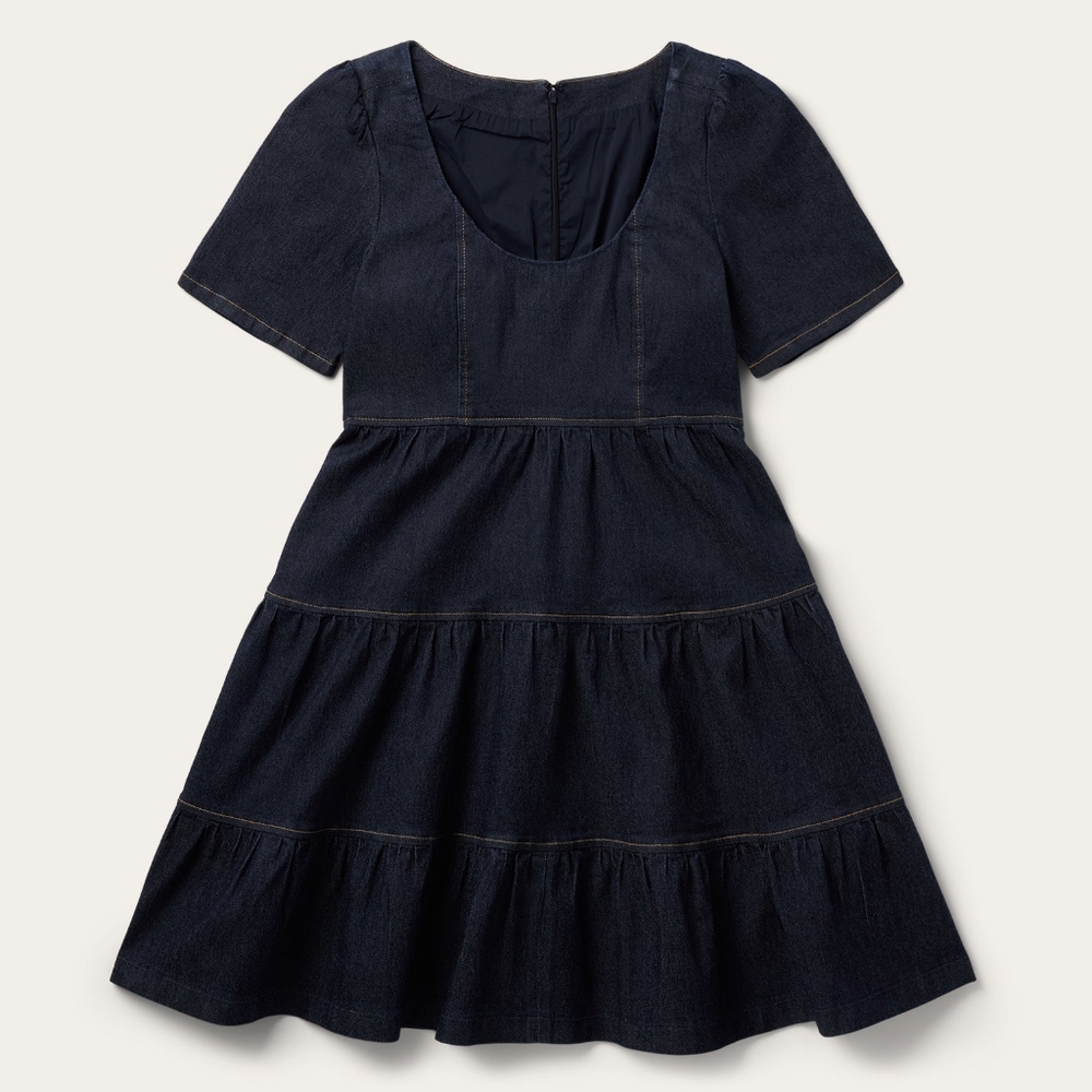 Stetson Dark Denim Dress With Contrast Top Stitching NWT